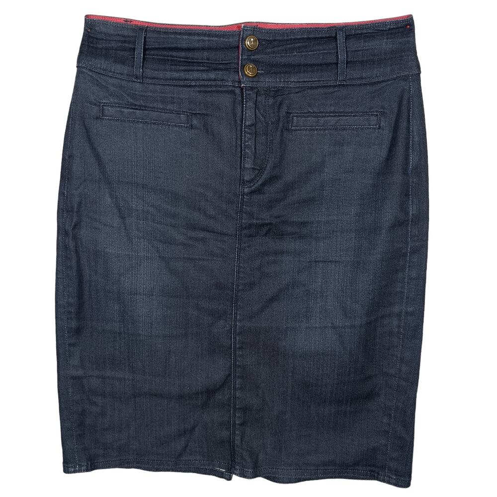 CJ Blessed by Cookie Johnson Denim Skirt Size 29 Dark Blue Working back Pockets